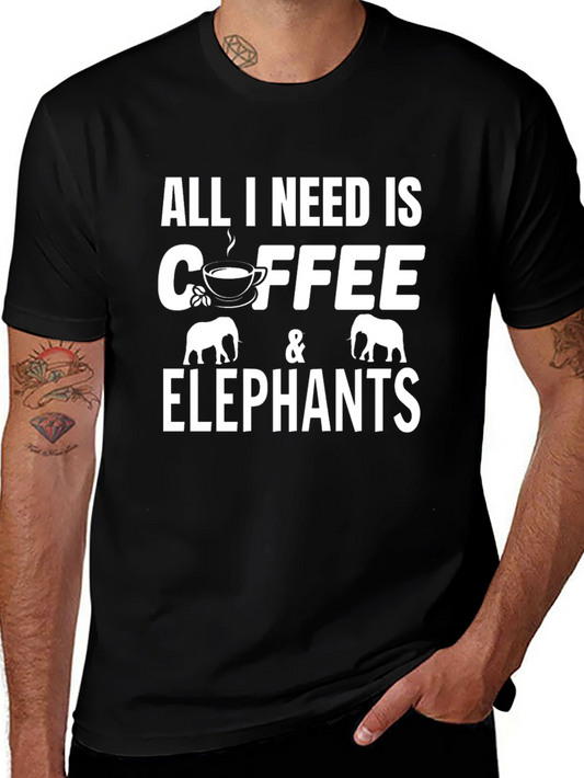 Coffee and Elephants Graphic T-Shirt