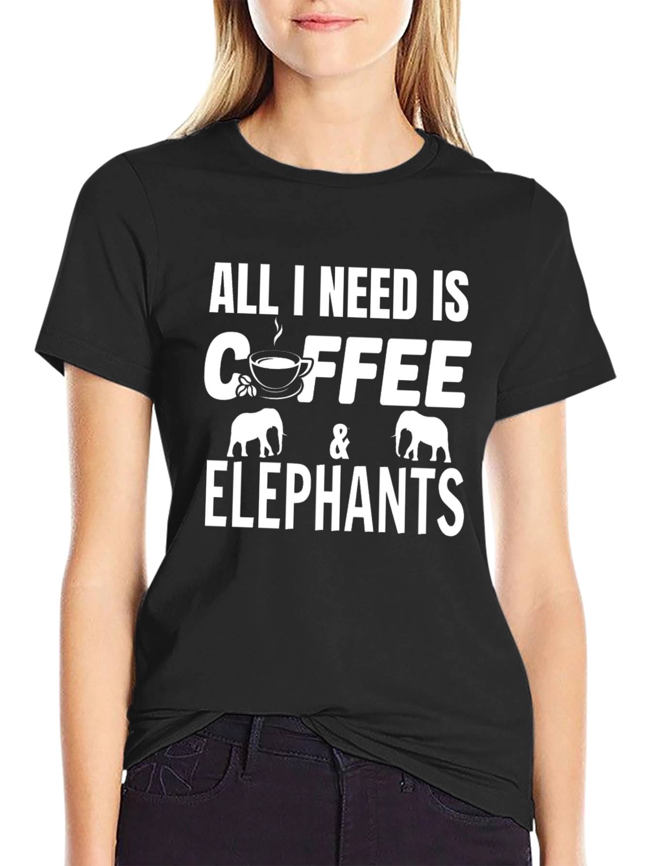 Coffee and Elephants Graphic T-Shirt