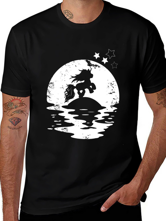 Unicorn Moon Graphic T-Shirt - Black