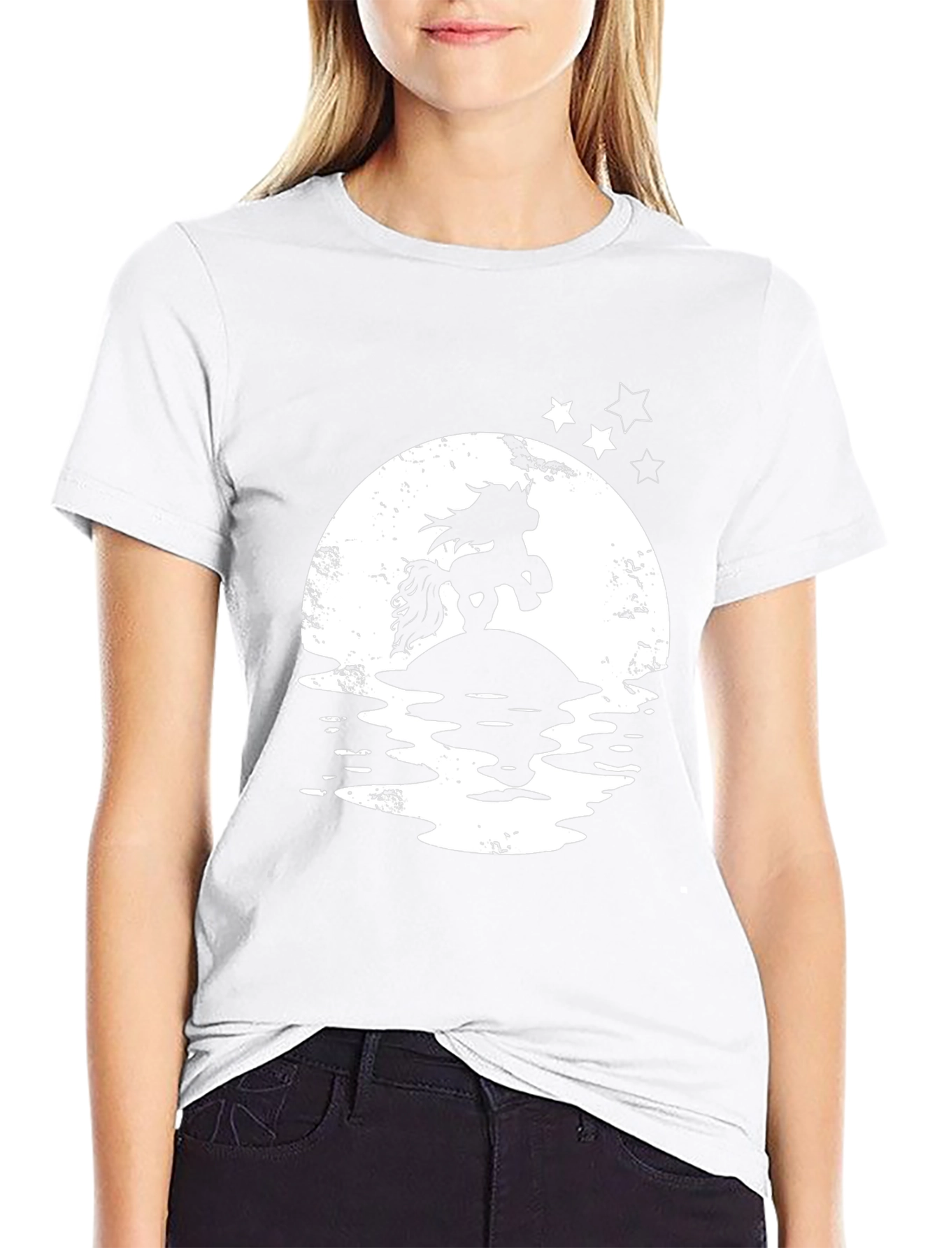 Unicorn Moon Graphic T-Shirt - Black