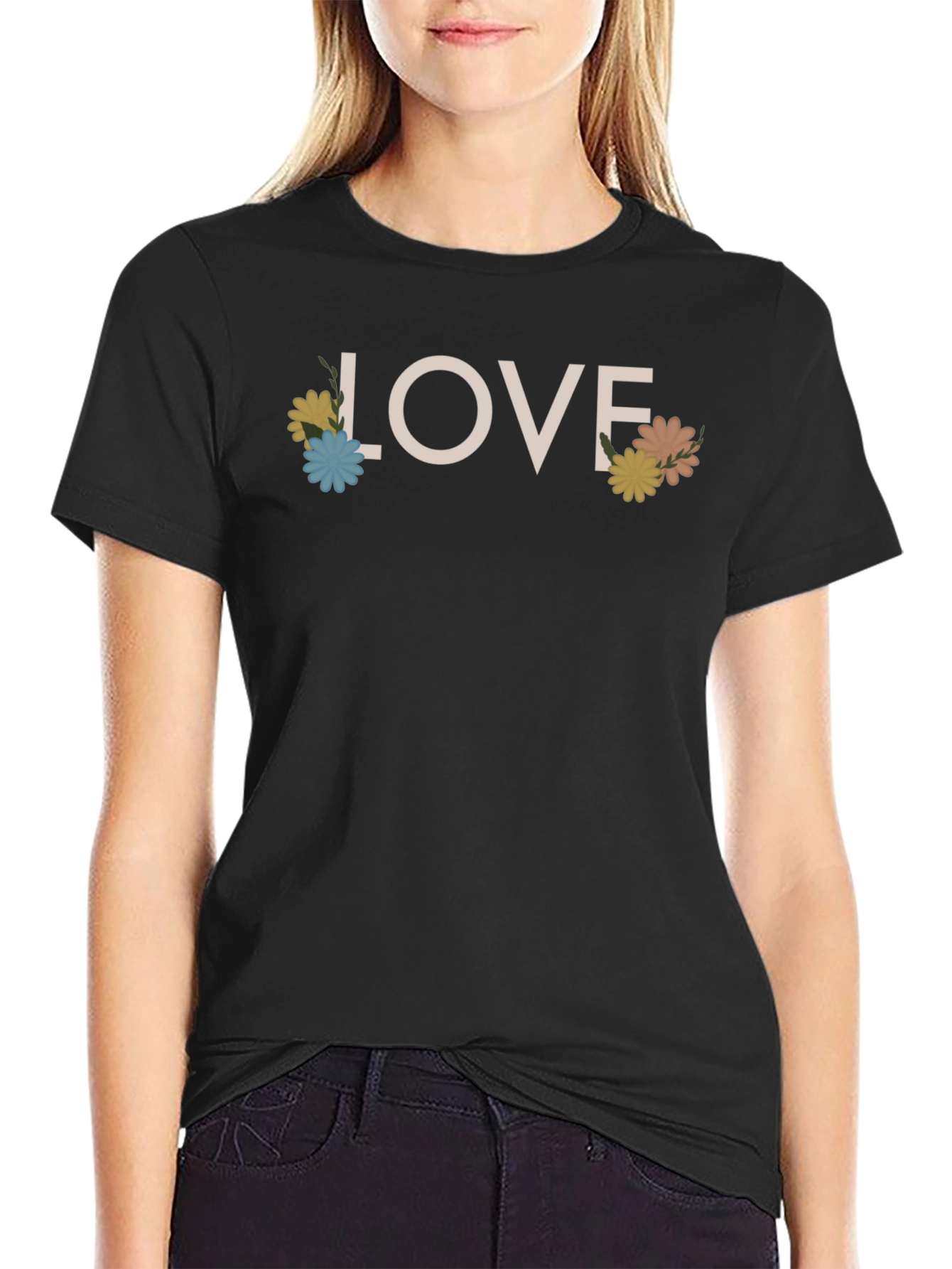 Floral LOVE Graphic Tee - Unisex Cotton T-Shirt