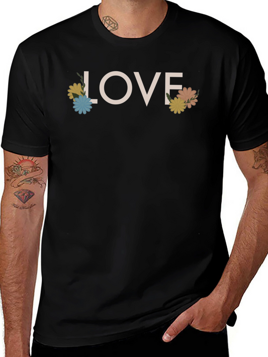 Floral LOVE Graphic Tee - Unisex Cotton T-Shirt