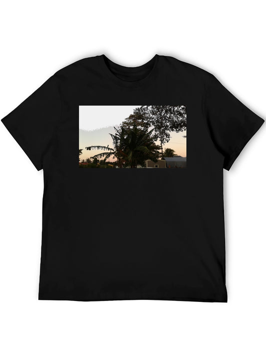 Tropical Scene Black T-Shirt