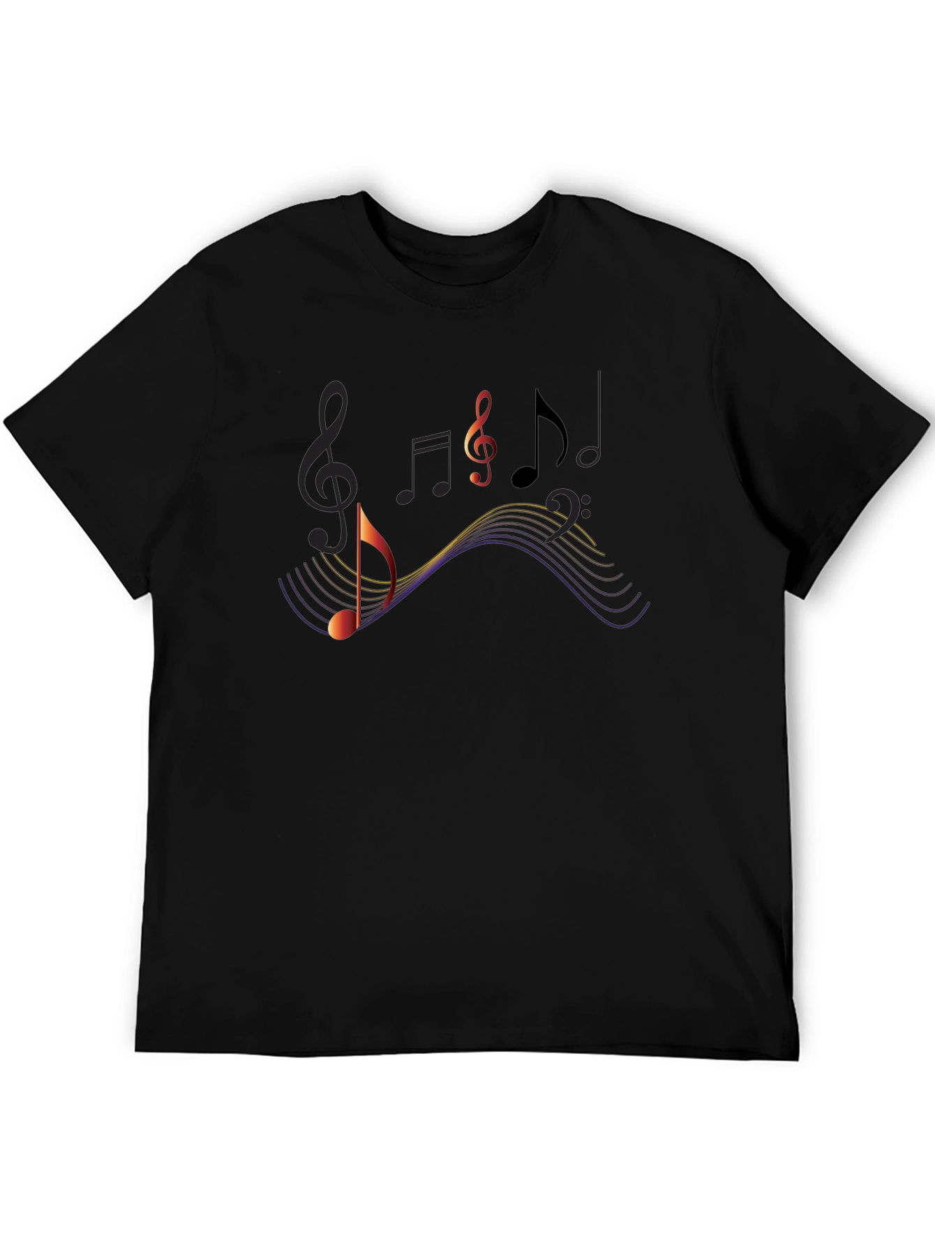 Musical Notes Graphic Black T-Shirt
