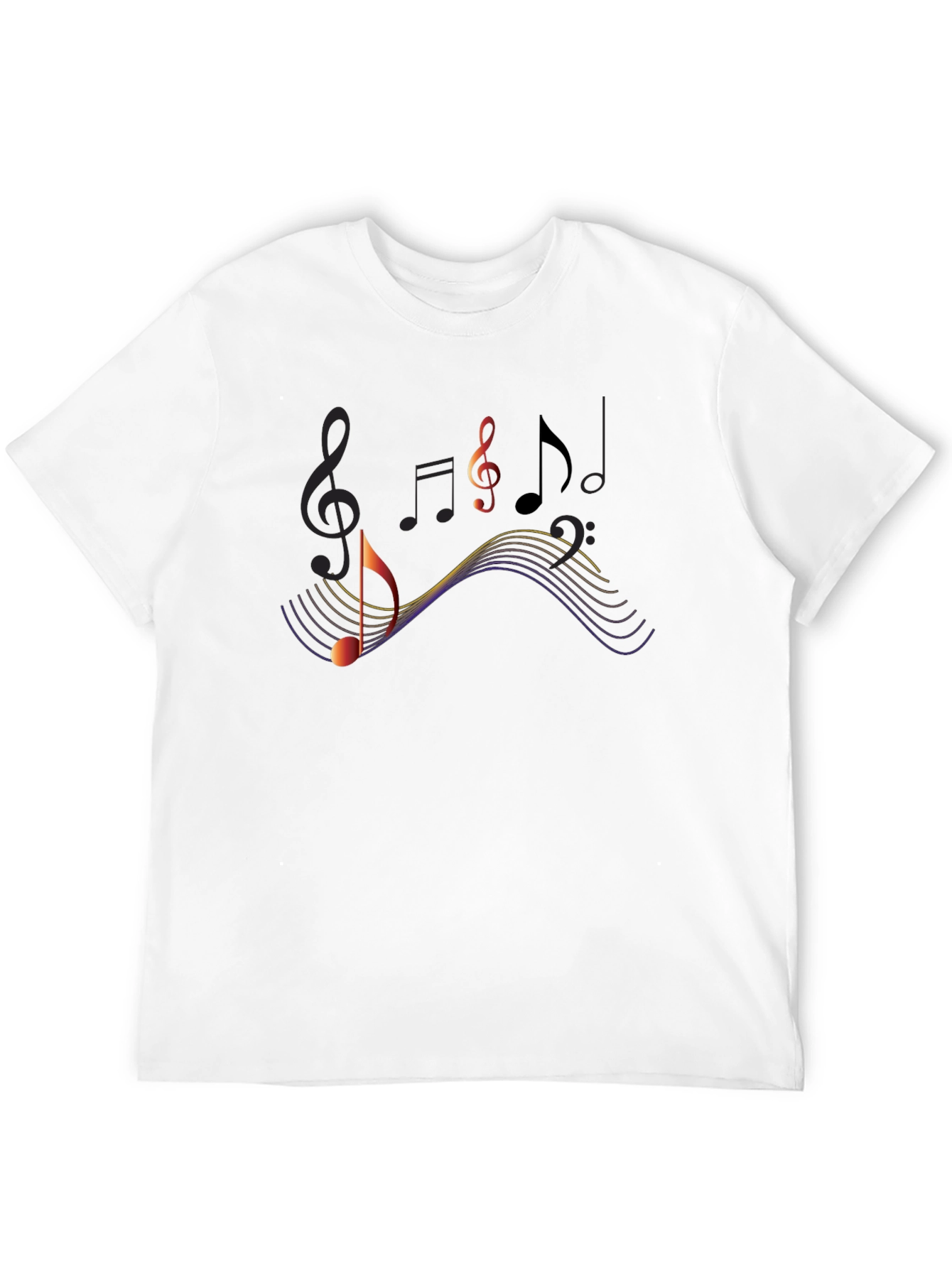 Musical Notes Graphic Black T-Shirt