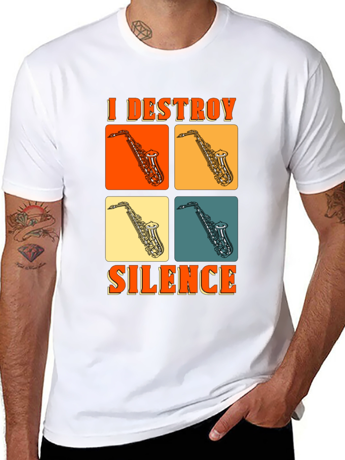 I Destroy Silence Saxophone Graphic T-Shirt