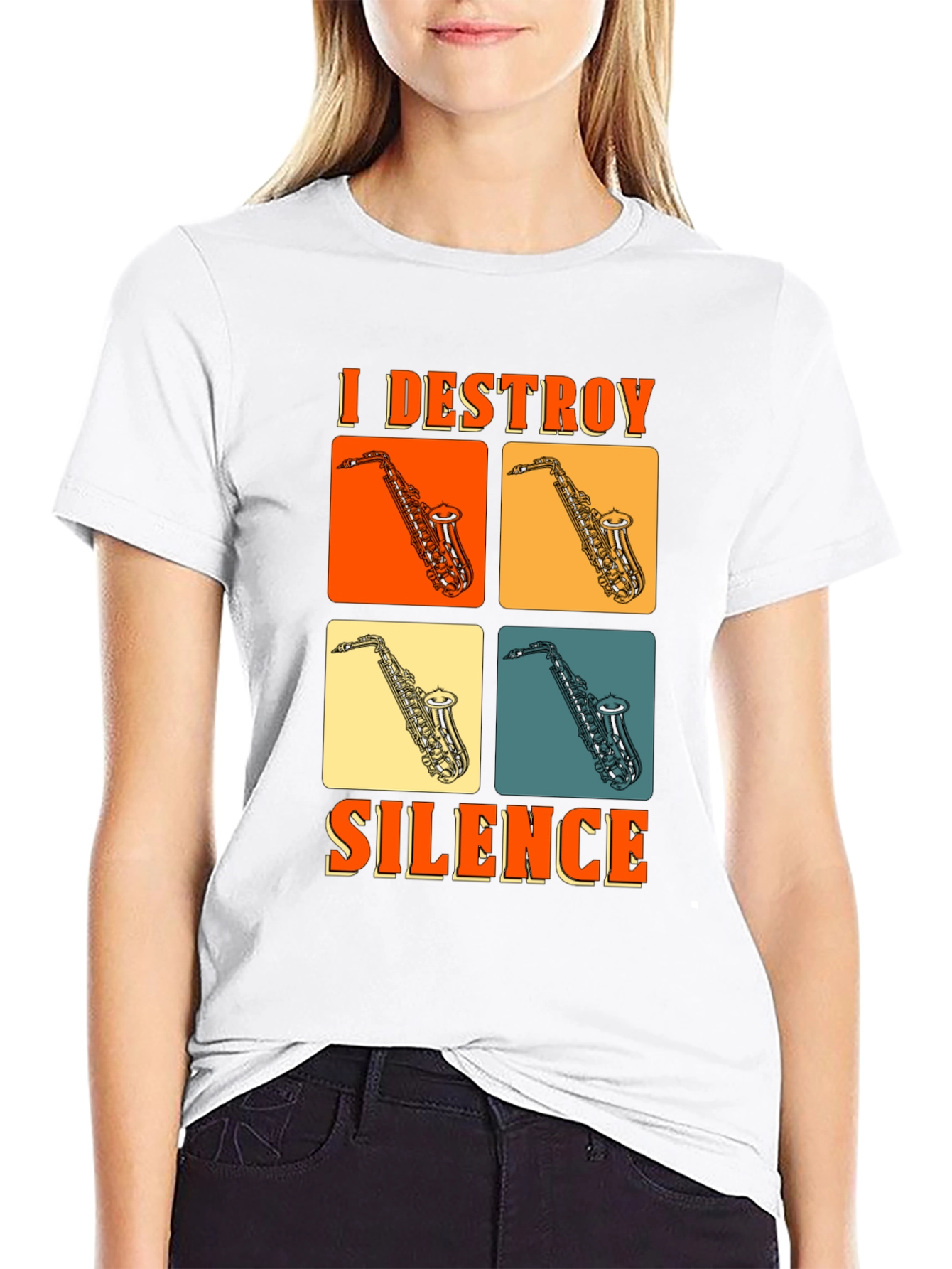 I Destroy Silence Saxophone Graphic T-Shirt