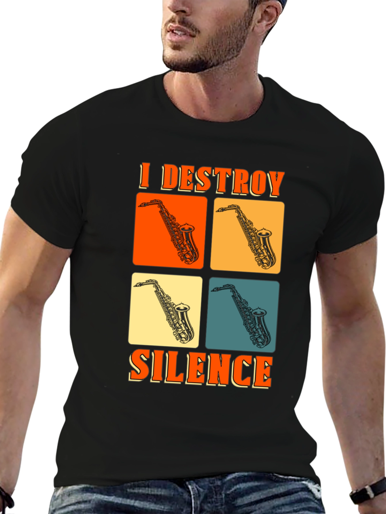 I Destroy Silence Saxophone Graphic T-Shirt