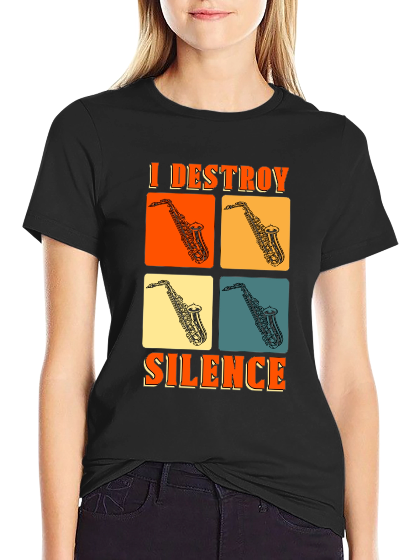 I Destroy Silence Saxophone Graphic T-Shirt