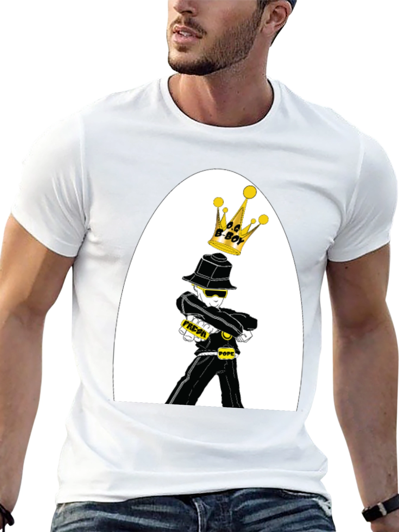 Cool B-Boy Cartoon Graphic T-Shirt
