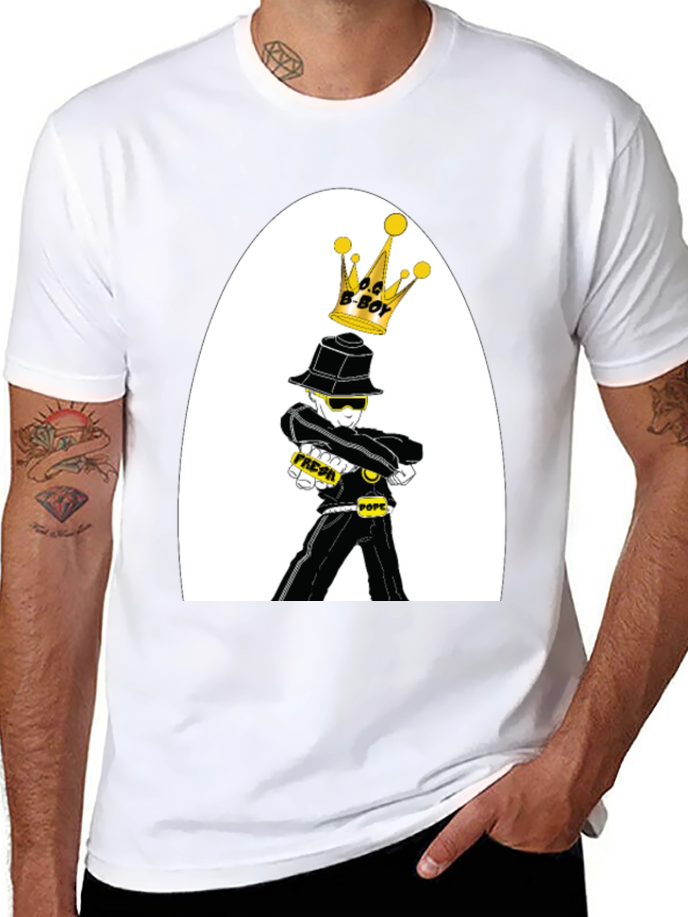 Cool B-Boy Cartoon Graphic T-Shirt