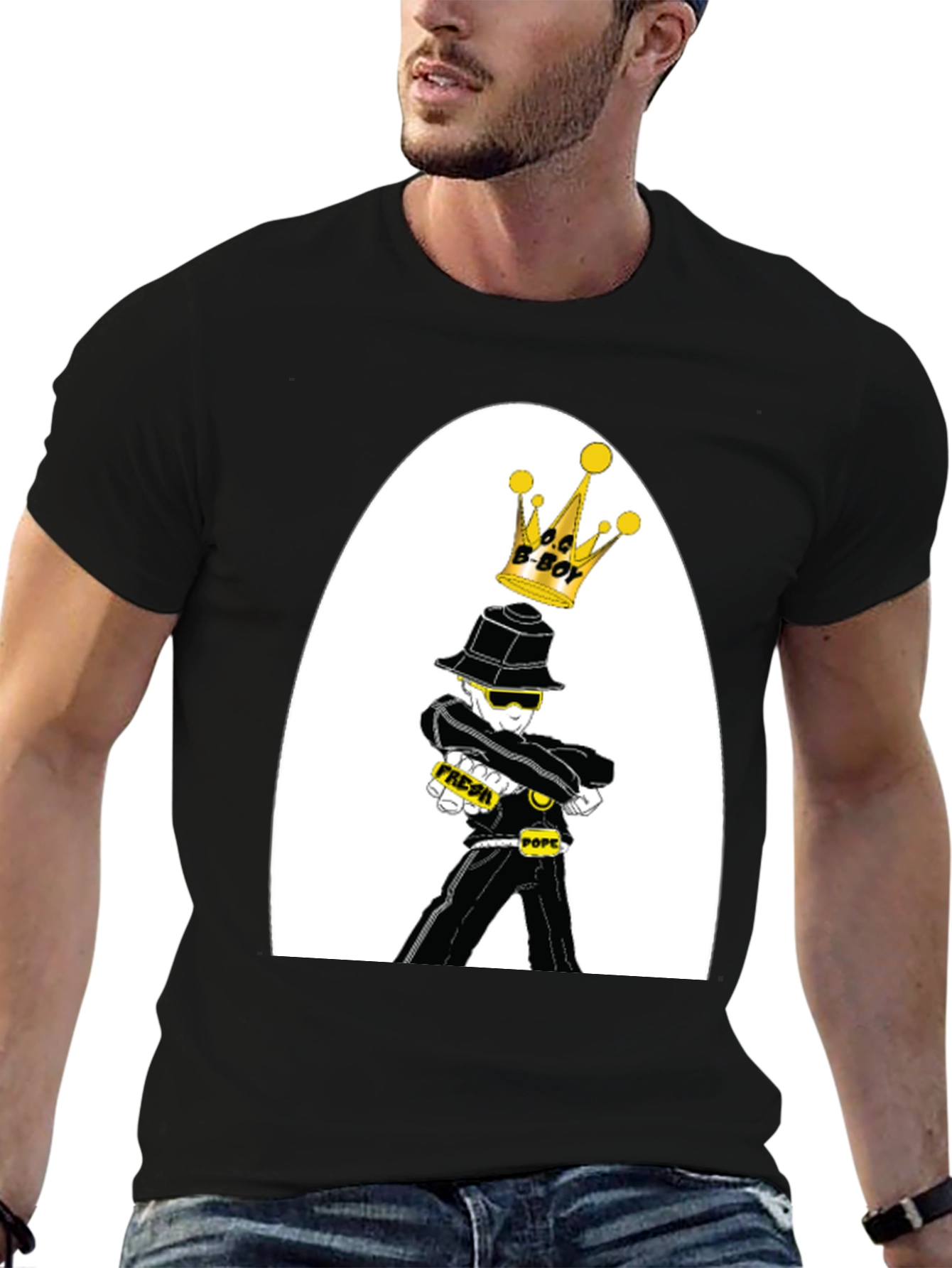 Cool B-Boy Cartoon Graphic T-Shirt
