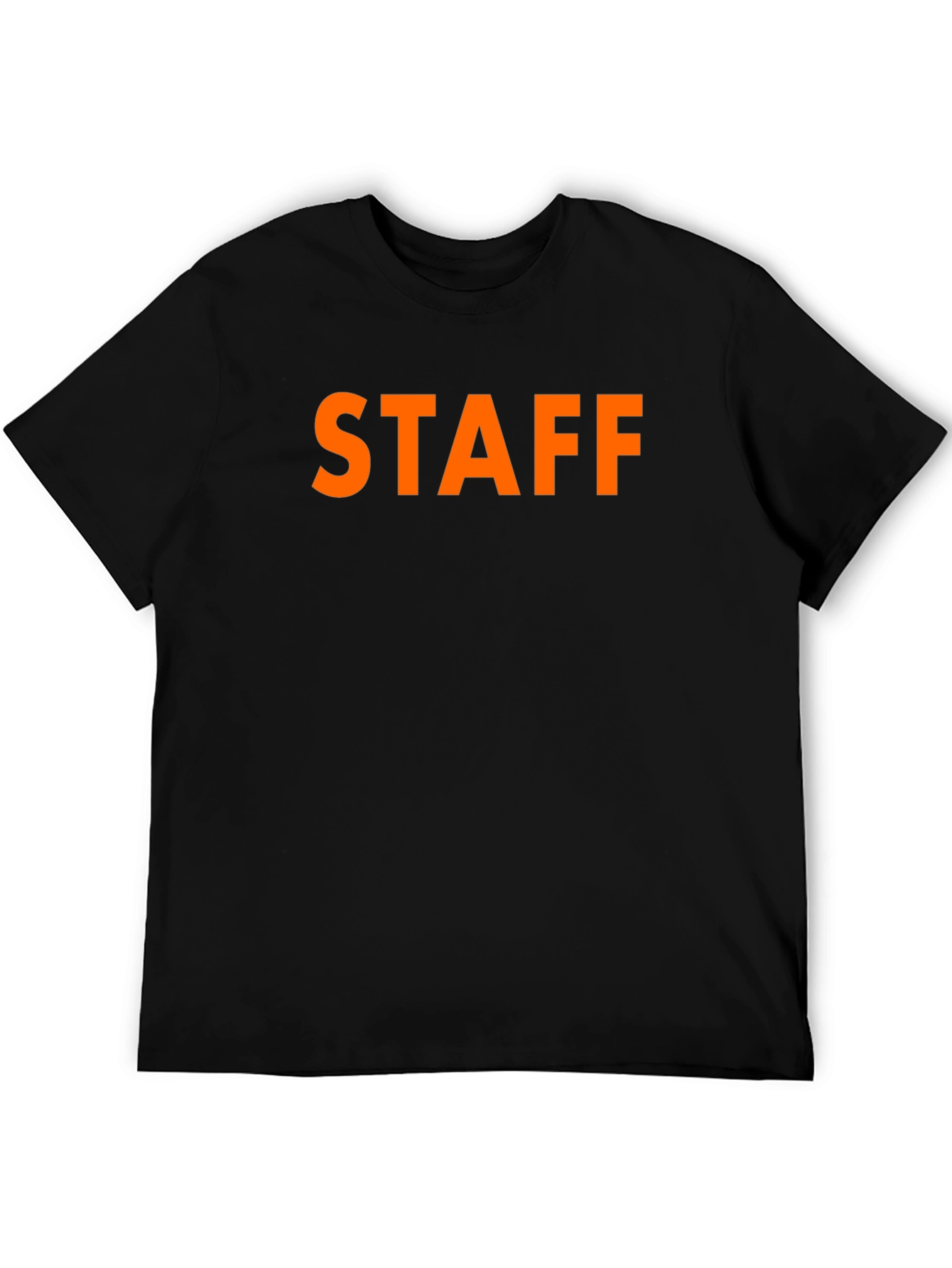 Black STAFF T-Shirt Crew Neck Casual Wear