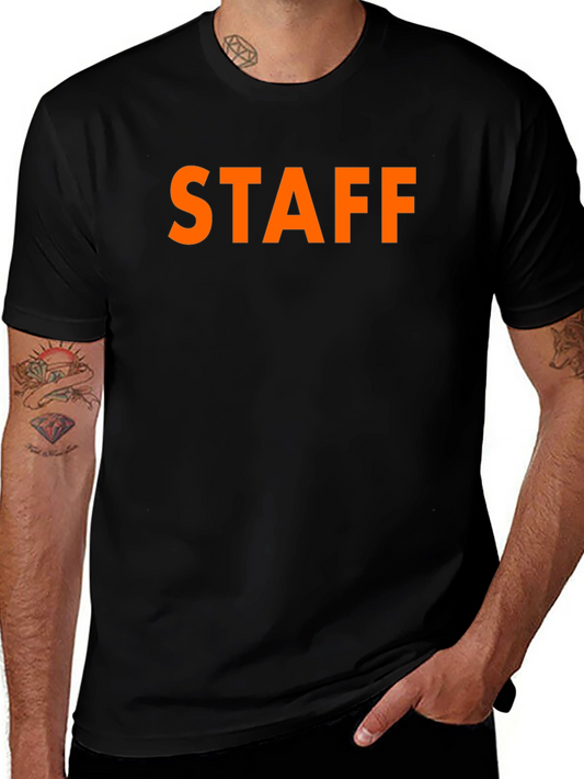 Black STAFF T-Shirt Crew Neck Casual Wear