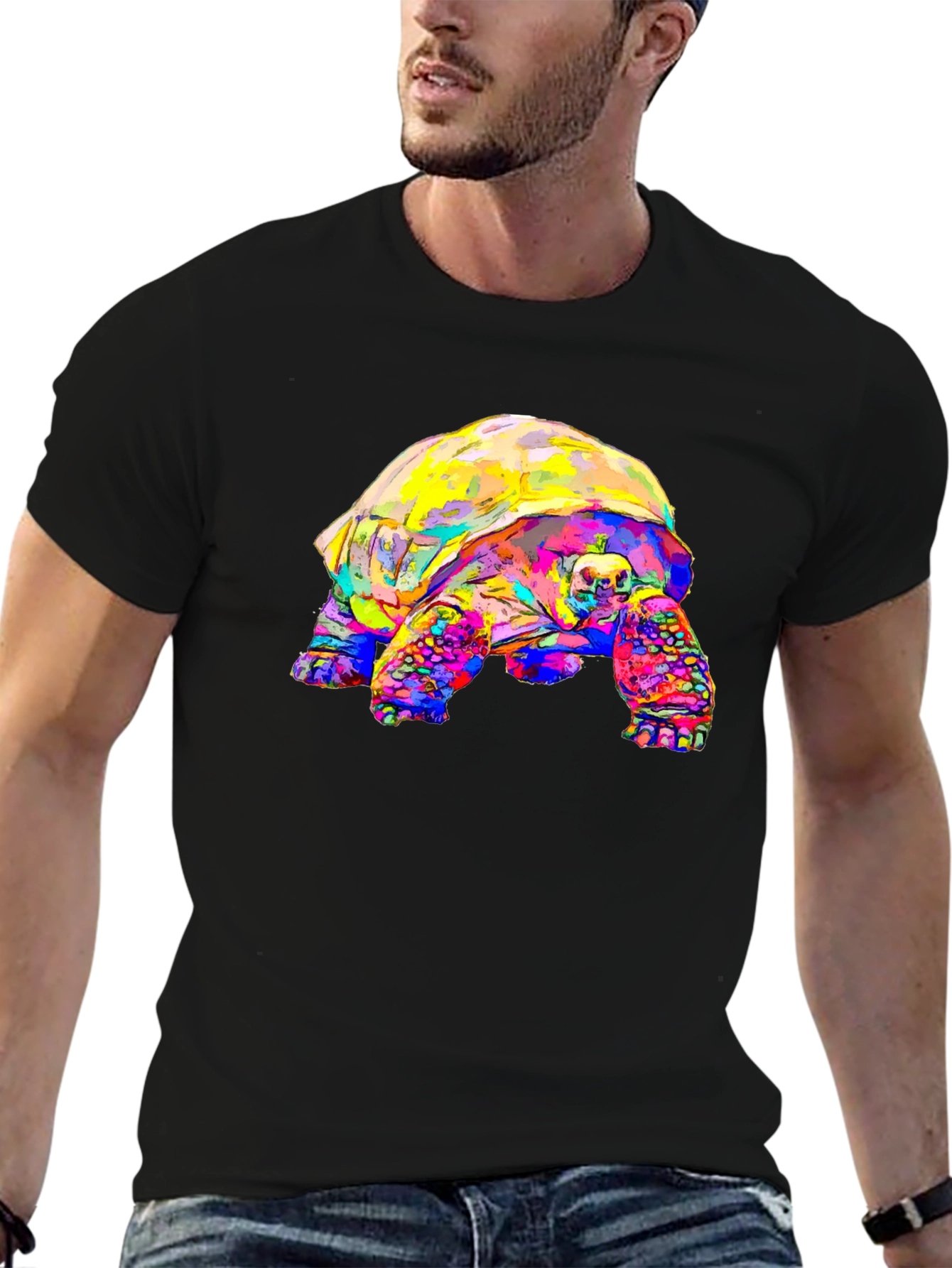 Vibrant Tortoise Graphic T-Shirt - Unique Animal Print