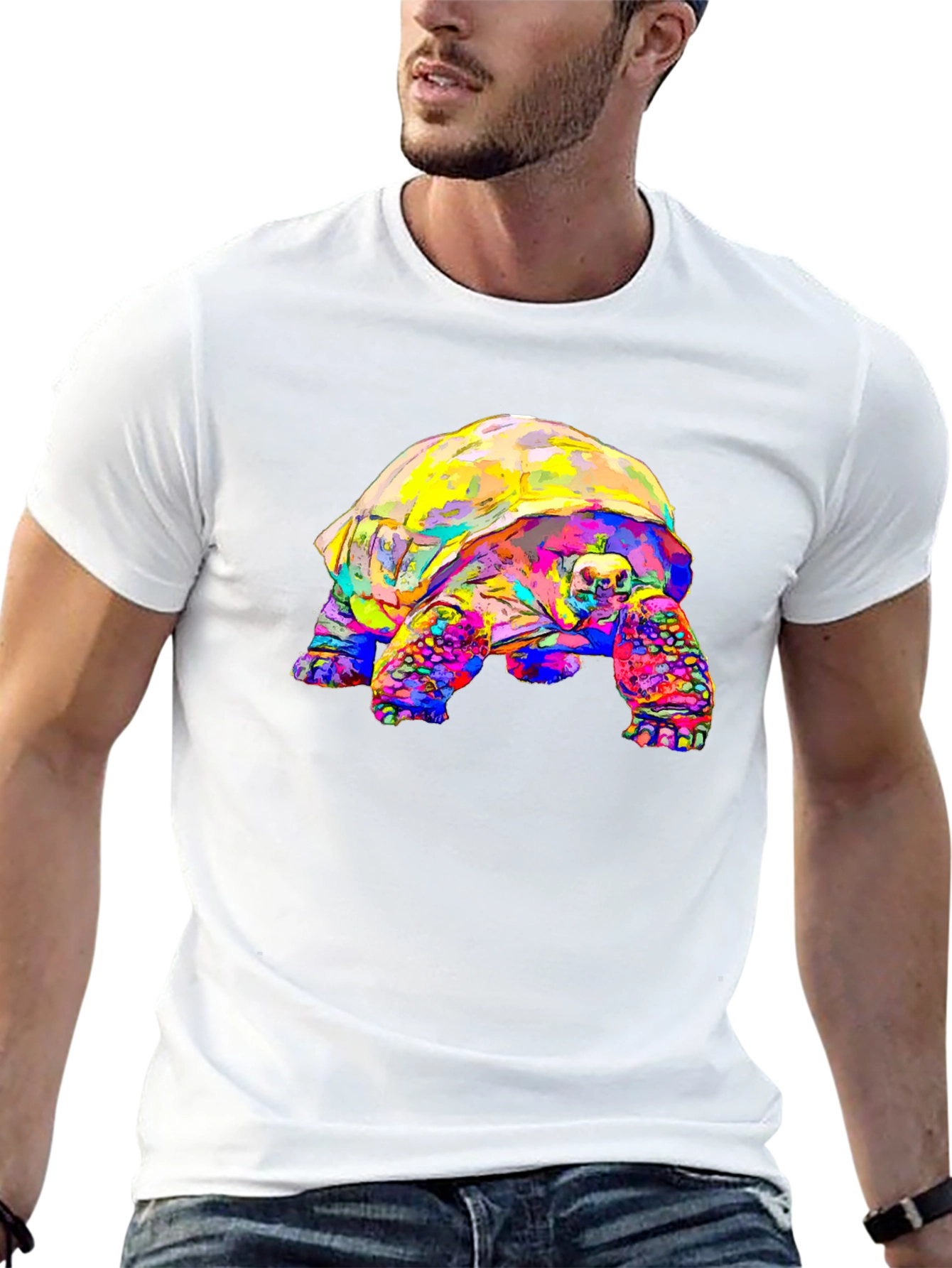 Vibrant Tortoise Graphic T-Shirt - Unique Animal Print