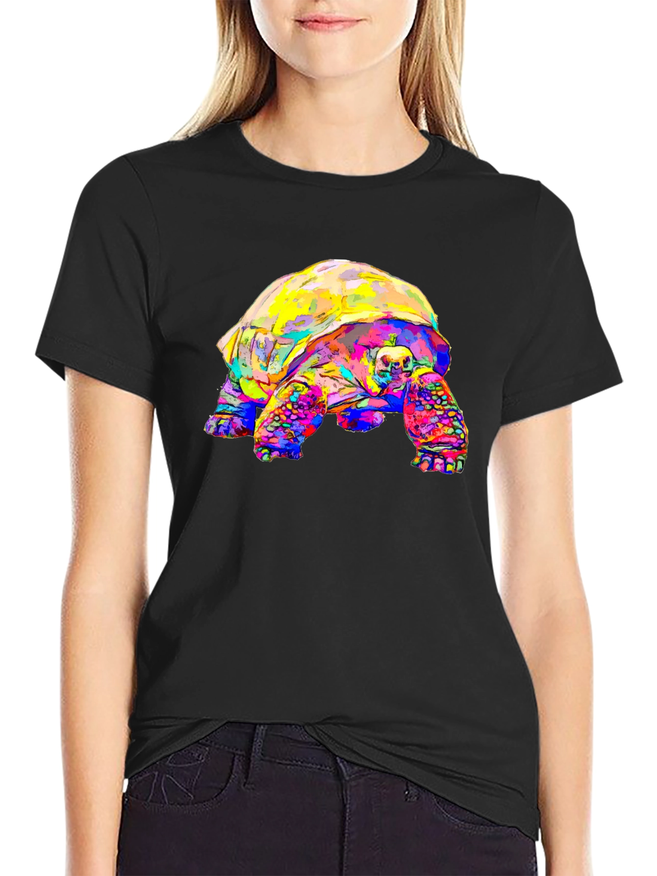 Vibrant Tortoise Graphic T-Shirt - Unique Animal Print
