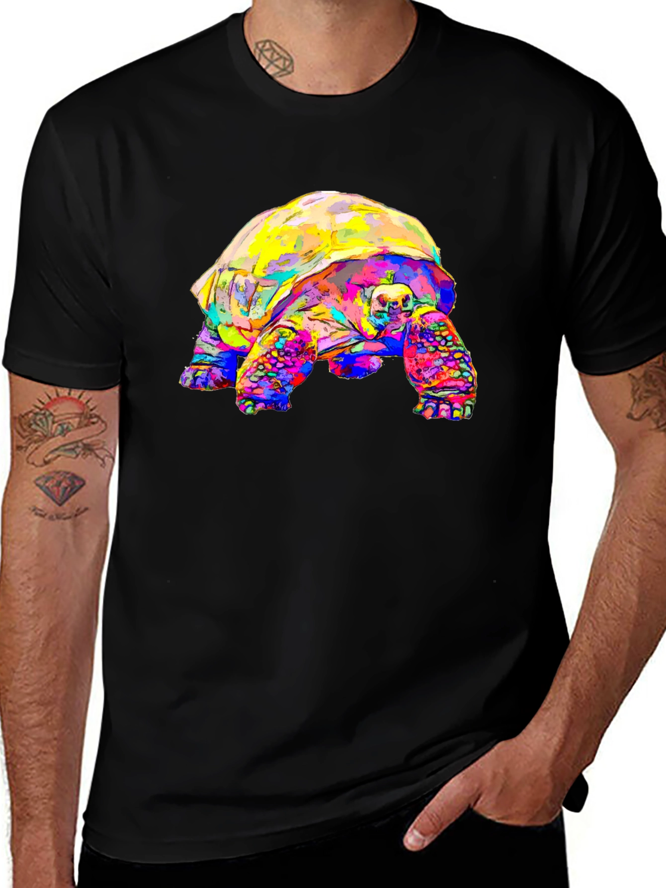 Vibrant Tortoise Graphic T-Shirt - Unique Animal Print