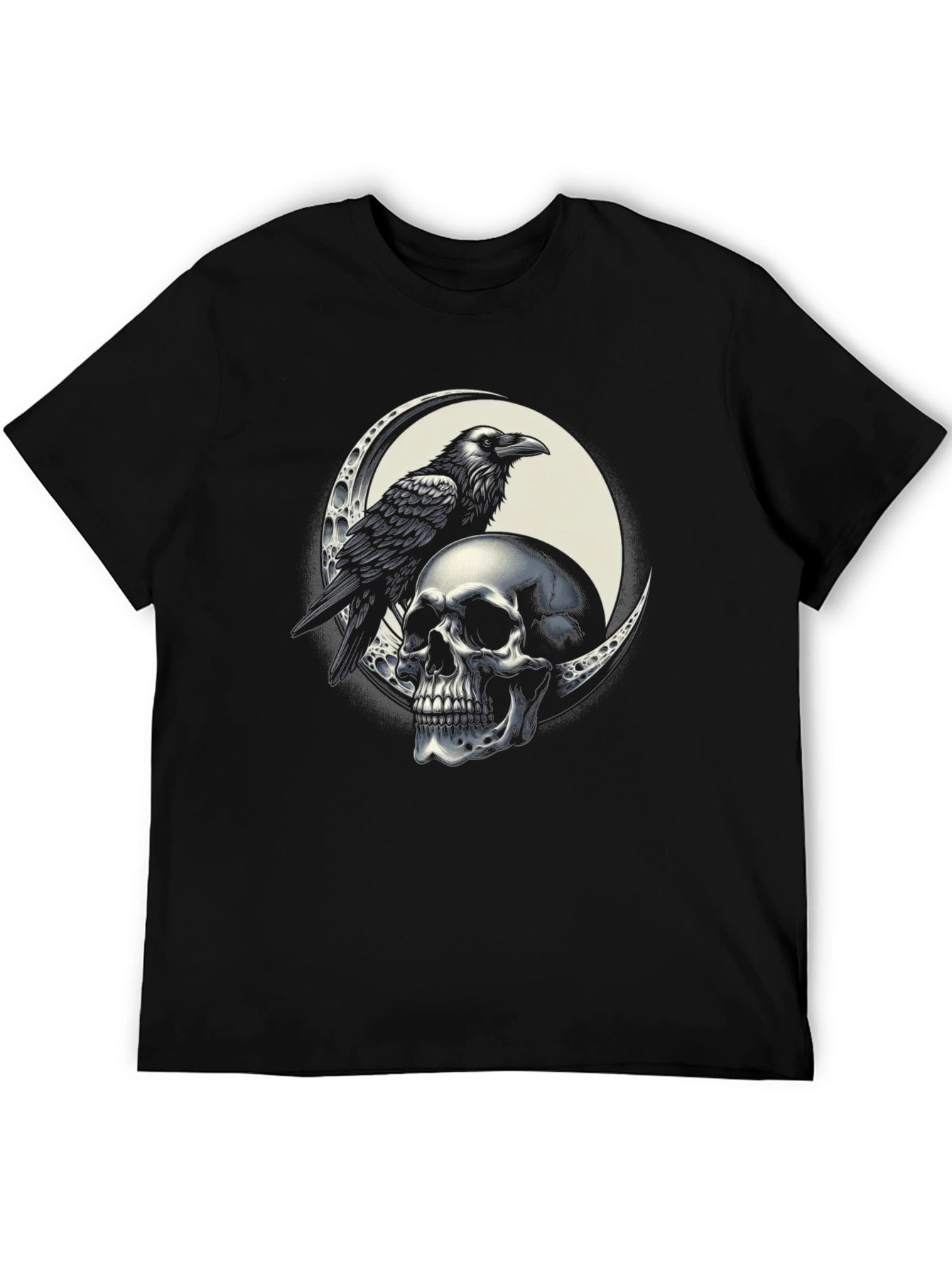 Raven Skull Graphic Tee - Black