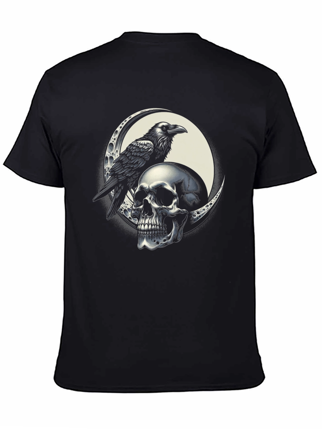 Raven Skull Graphic Tee - Black