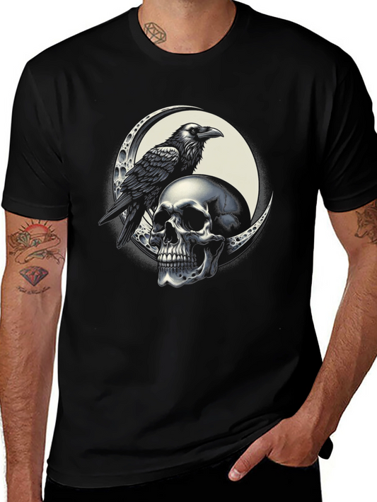 Raven Skull Graphic Tee - Black