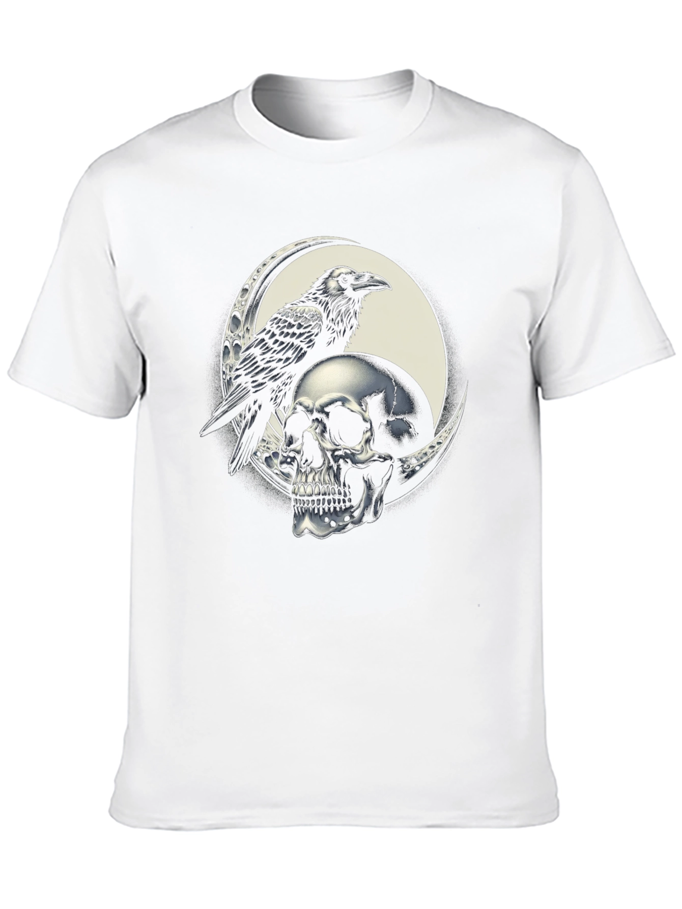 Raven Skull Graphic Tee - Black