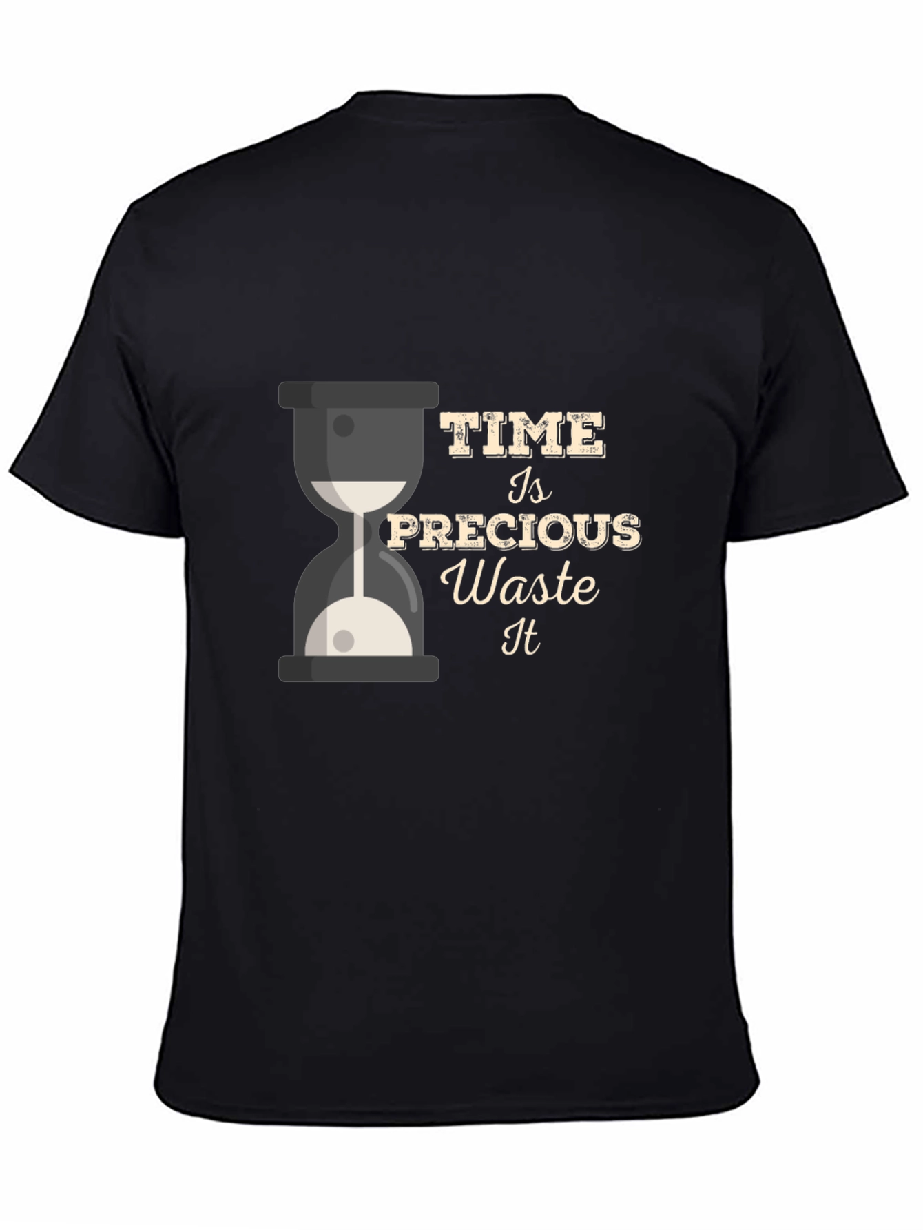 Time Is Precious Mens Black T-Shirt