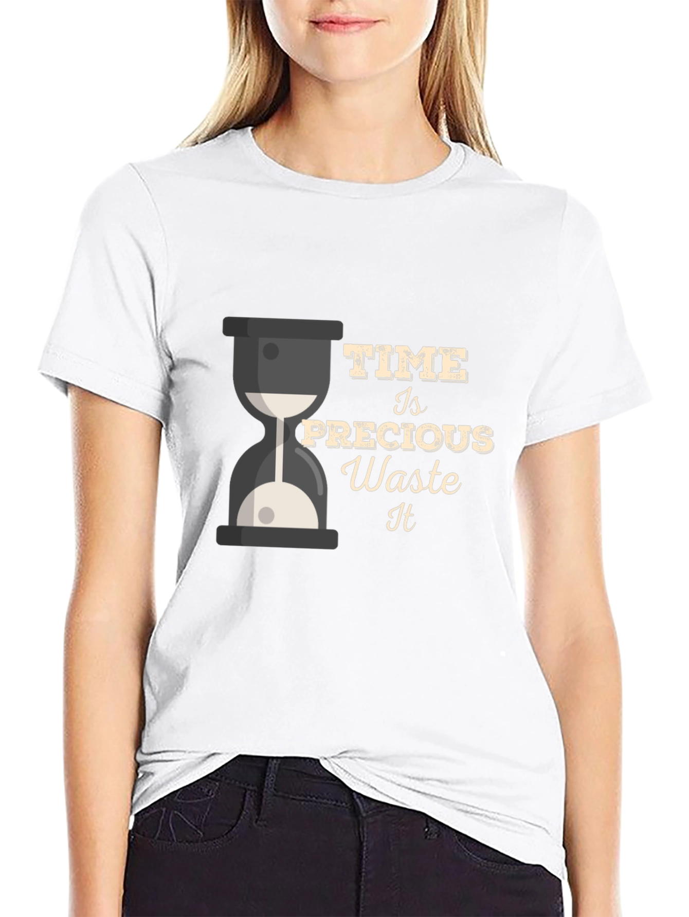 Time Is Precious Mens Black T-Shirt