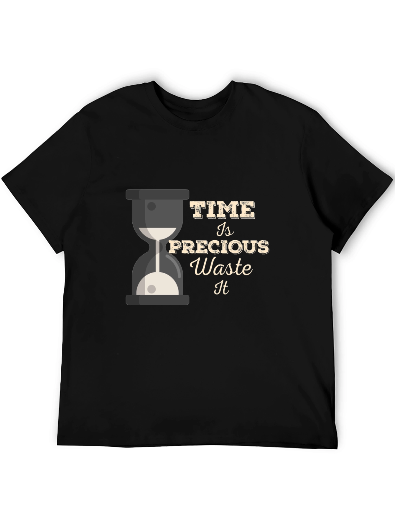 Time Is Precious Mens Black T-Shirt