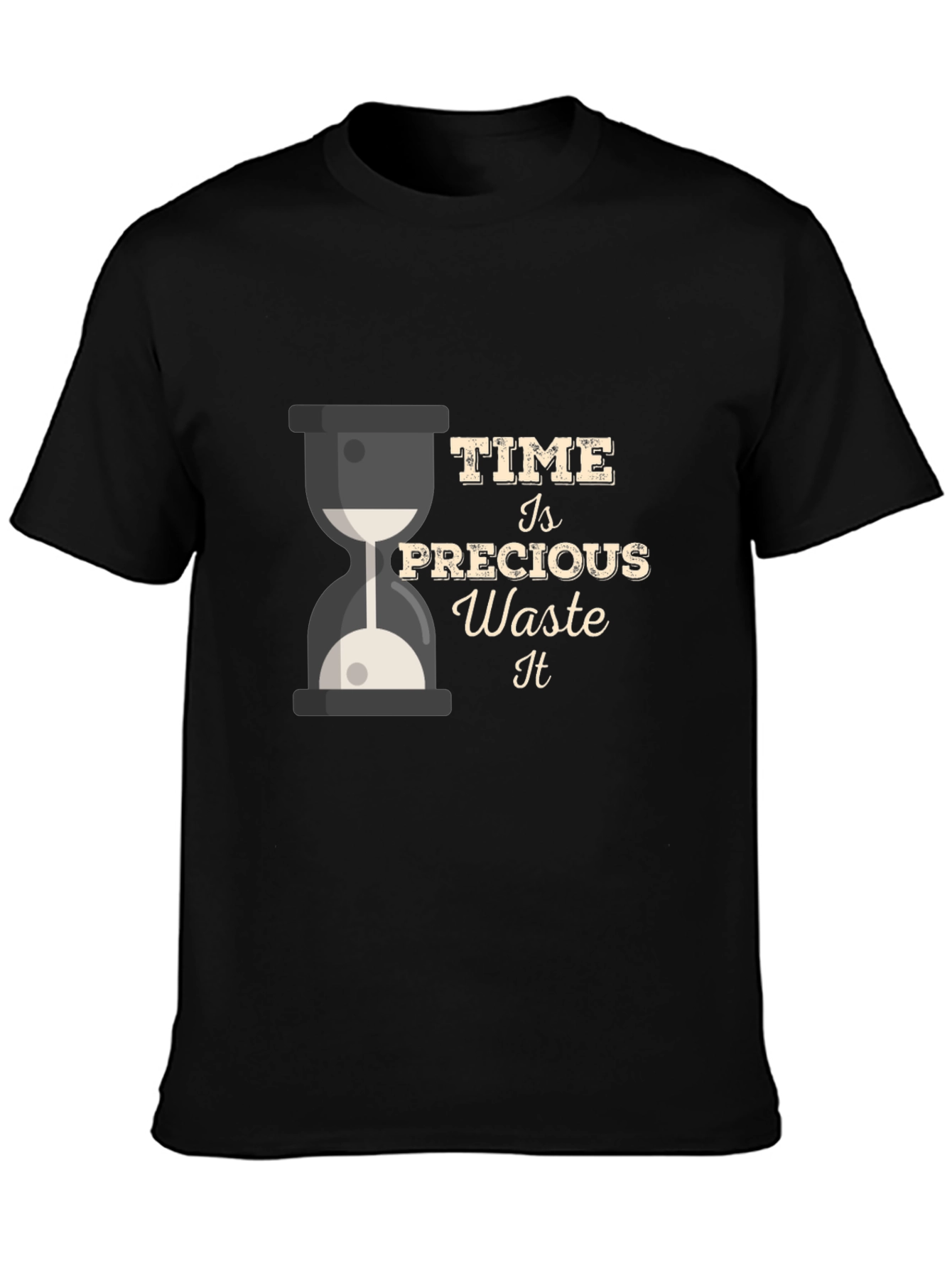 Time Is Precious Mens Black T-Shirt