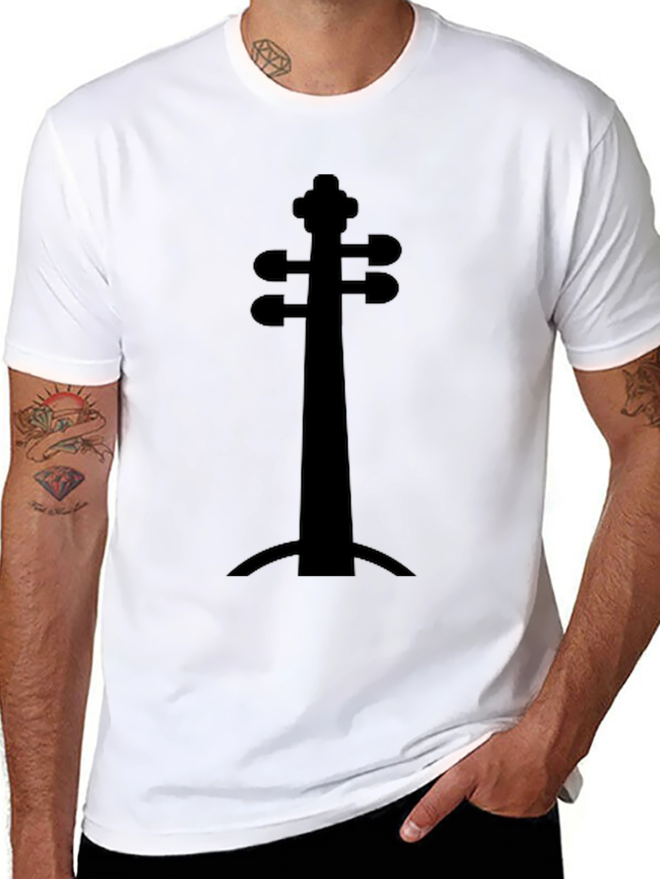 Violin Scroll Graphic Tee - Black