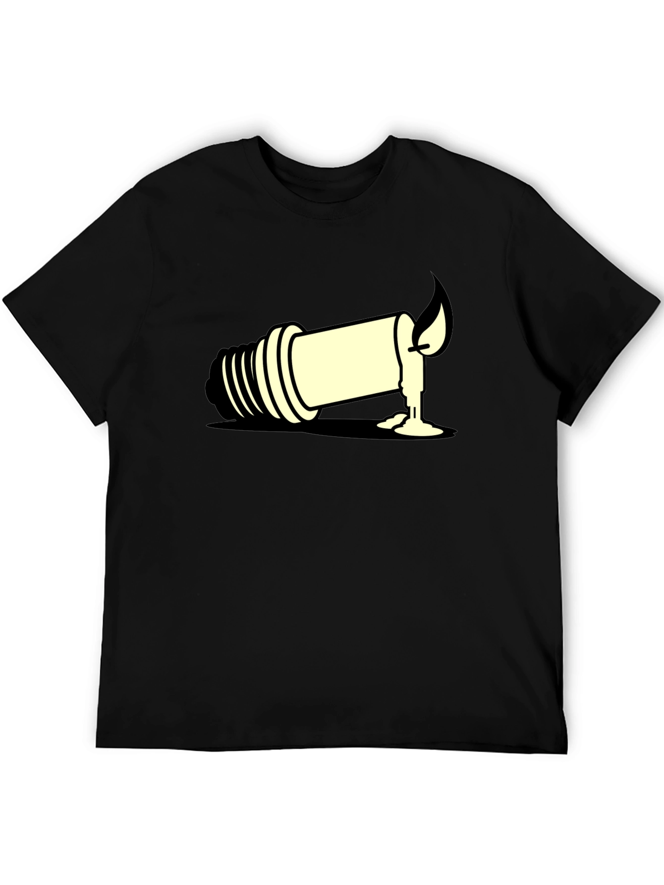 Unique Candle Light Bulb Graphic Tee - Black