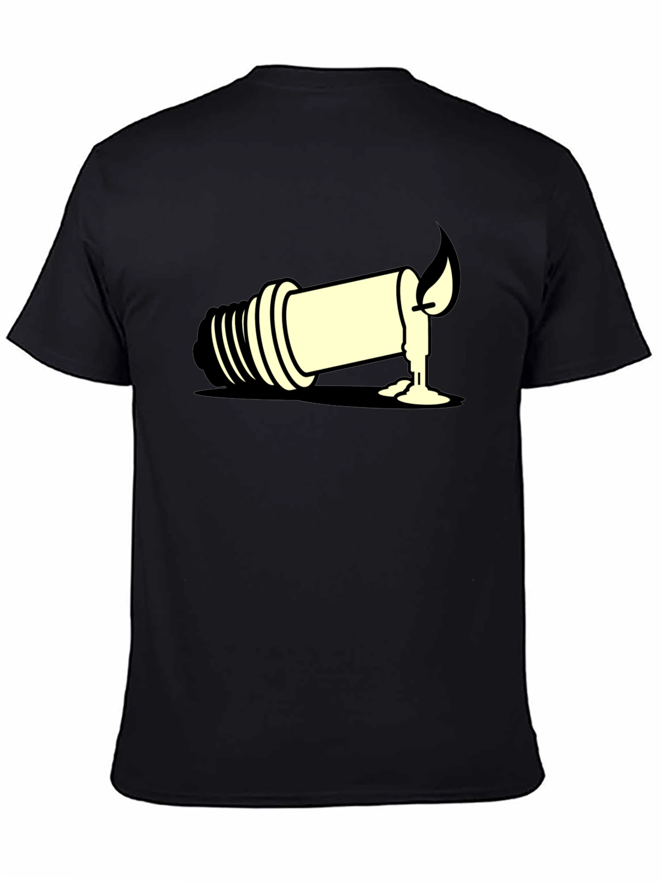 Unique Candle Light Bulb Graphic Tee - Black