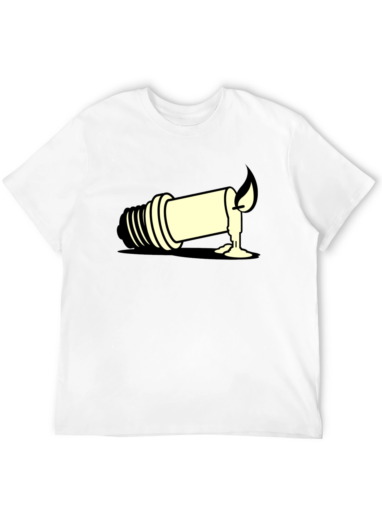 Unique Candle Light Bulb Graphic Tee - Black