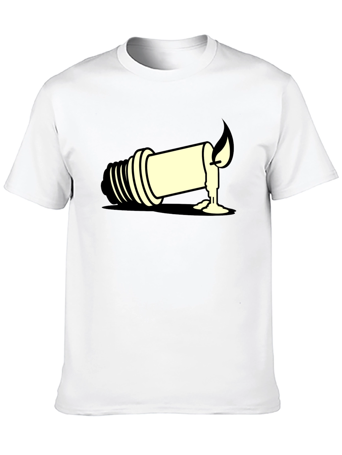 Unique Candle Light Bulb Graphic Tee - Black
