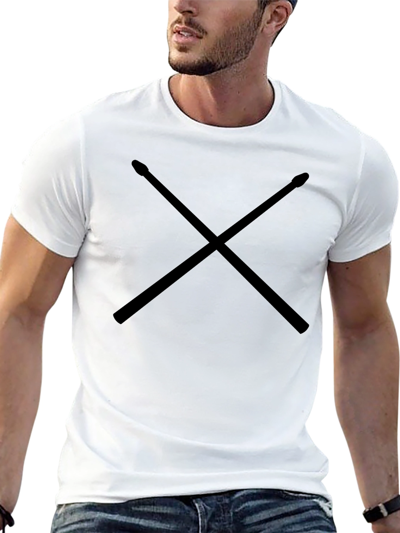 Drum Sticks Graphic Tee - Musician Style Black T-Shirt
