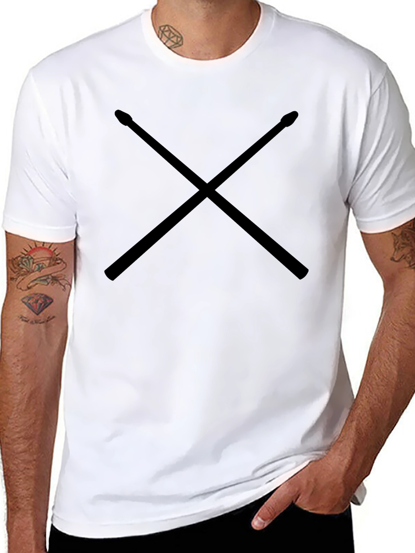 Drum Sticks Graphic Tee - Musician Style Black T-Shirt