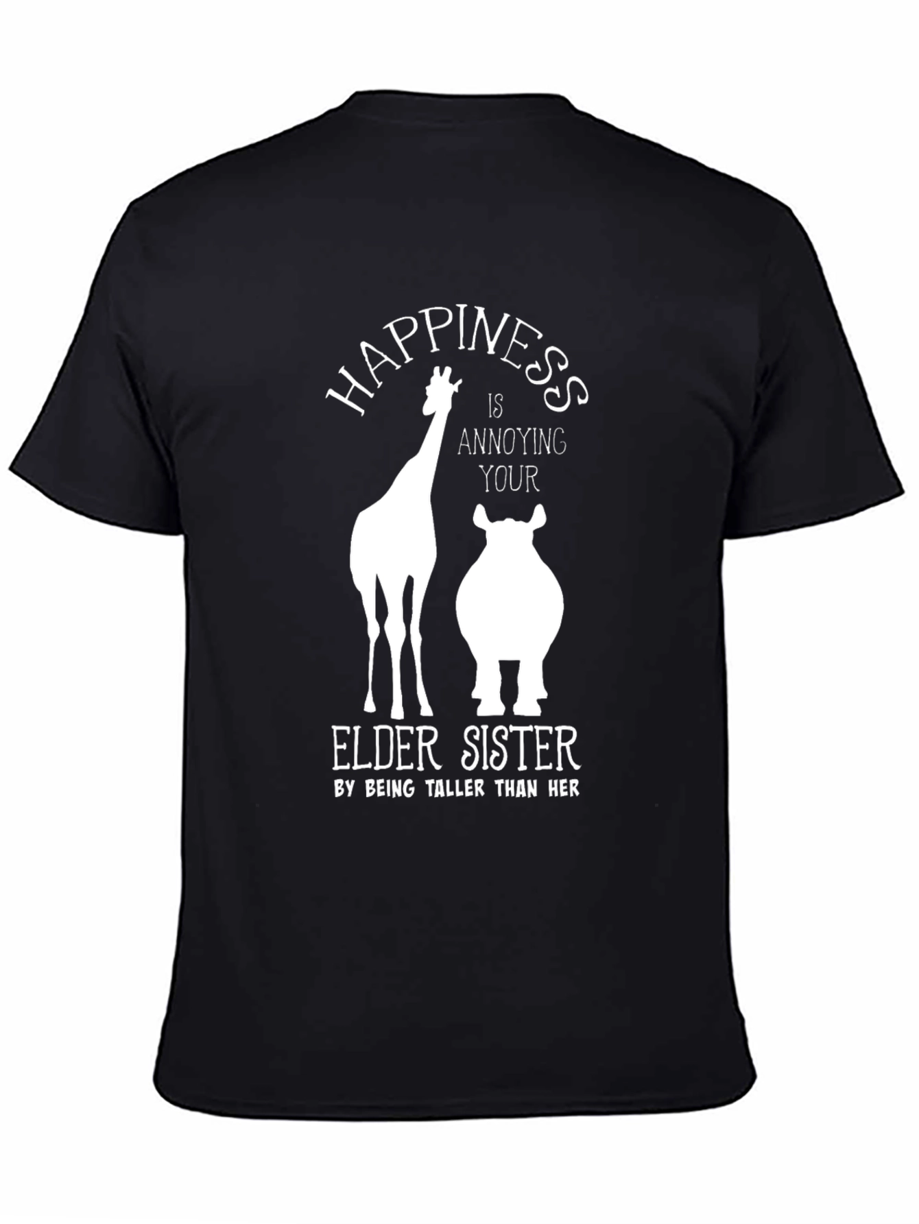 Humorous Giraffe & Hippo Elder Sister T-Shirt