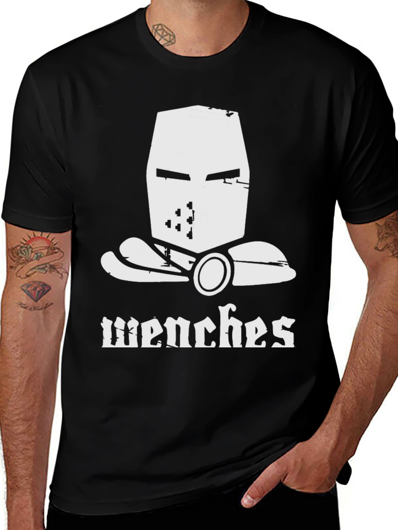 Wenches T-Shirt Crusader Helmet Medieval Humor