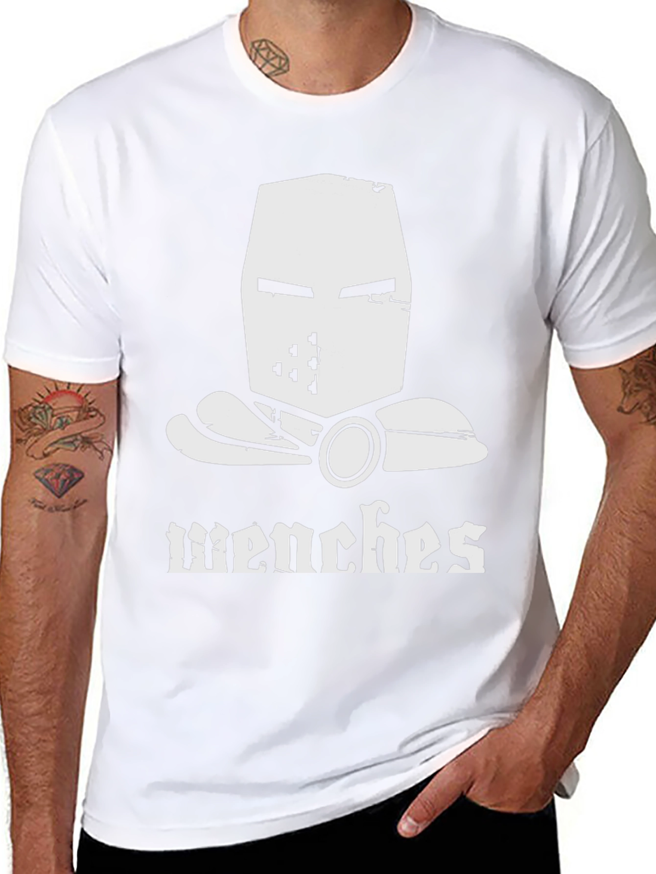 Wenches T-Shirt Crusader Helmet Medieval Humor