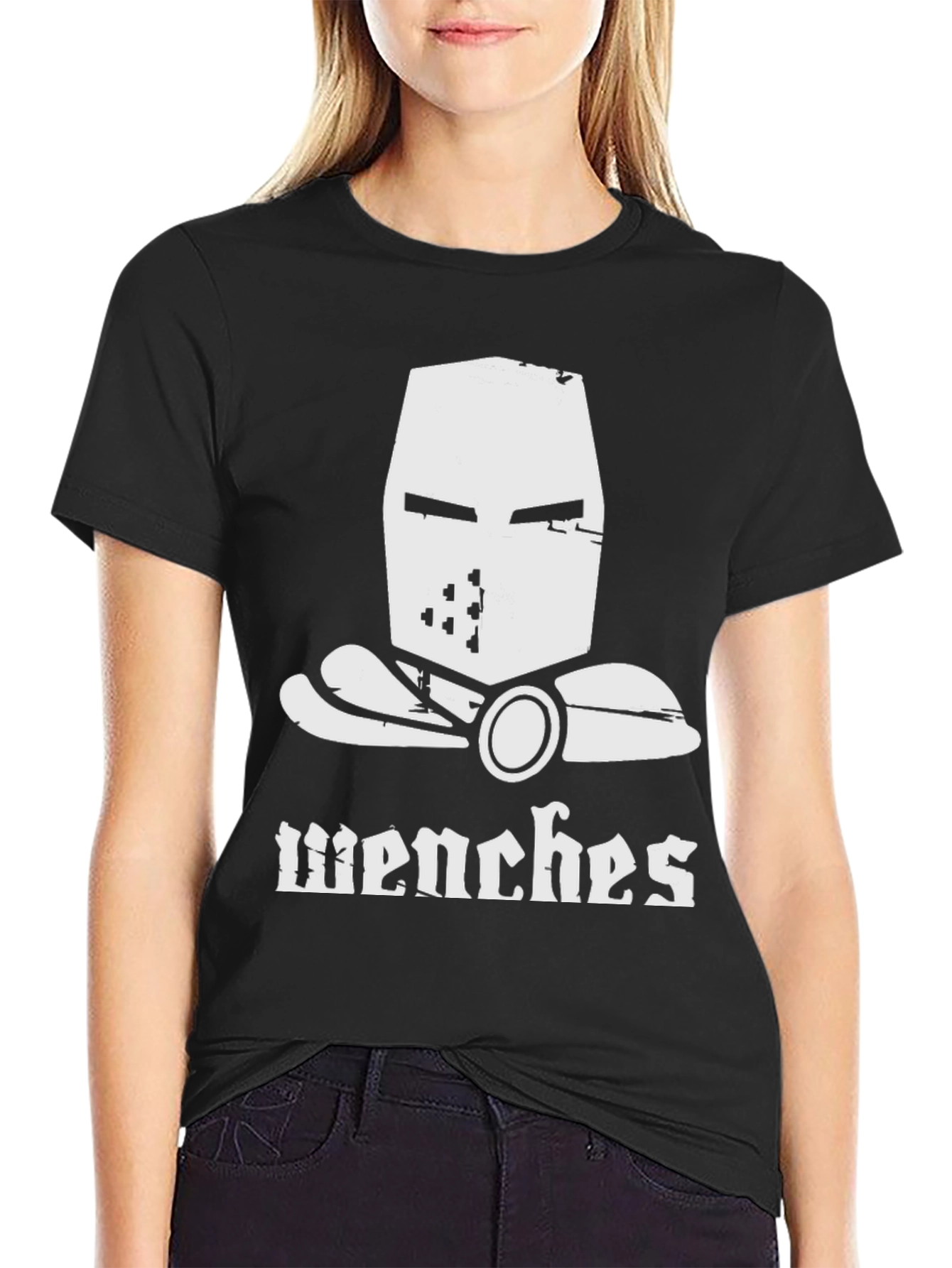 Wenches T-Shirt Crusader Helmet Medieval Humor