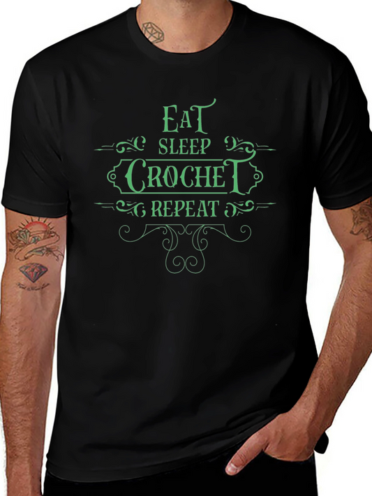 Eat Sleep Crochet Repeat Graphic Tee