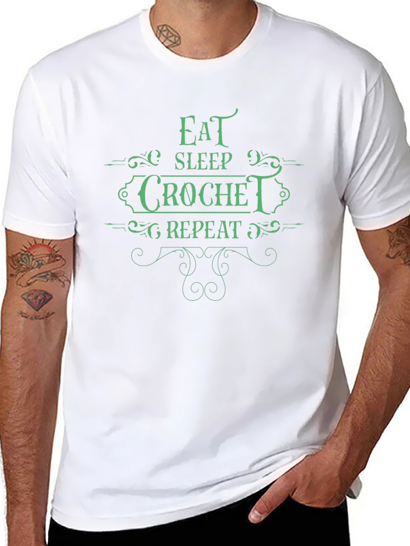 Eat Sleep Crochet Repeat Graphic Tee
