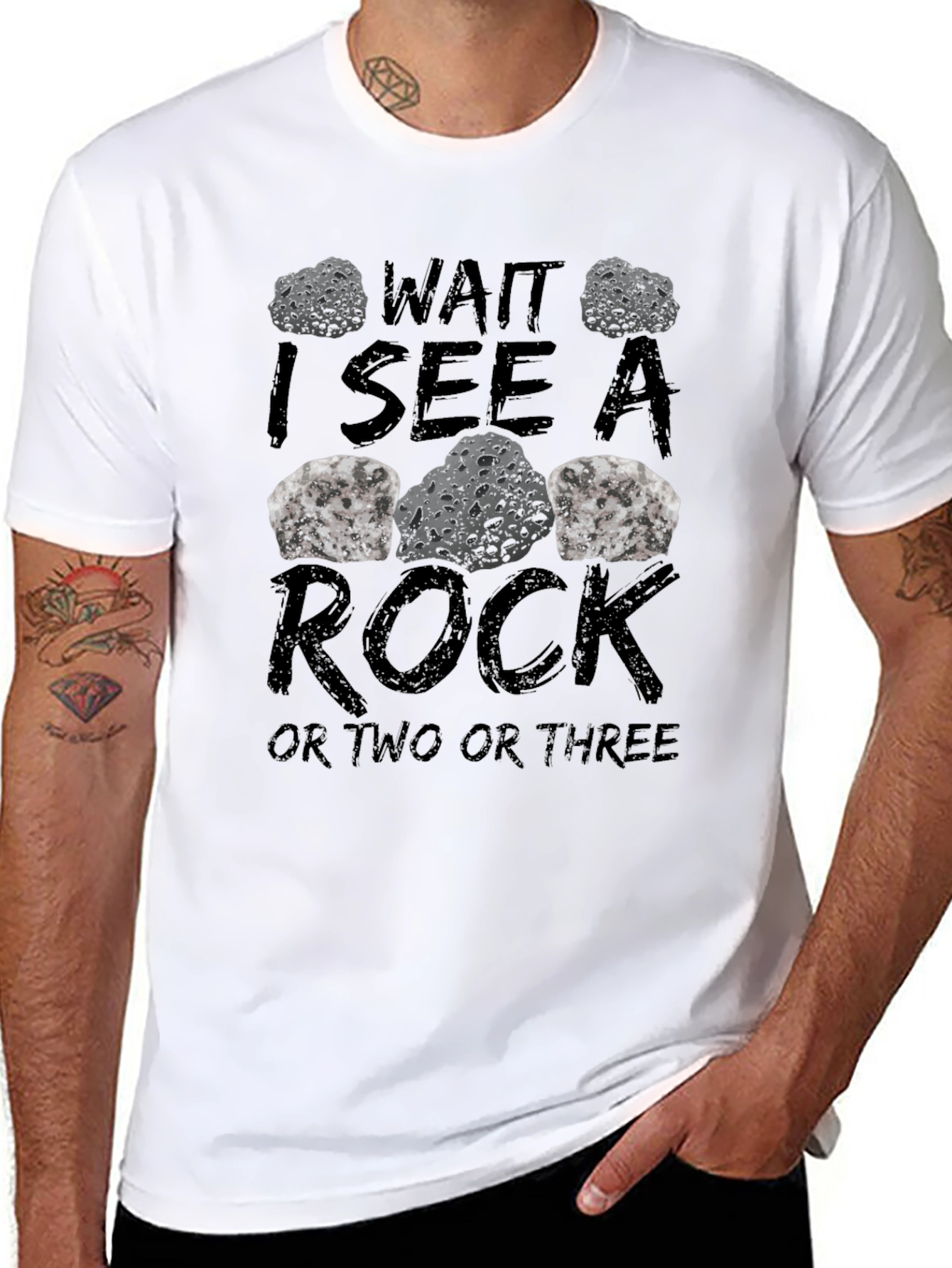 Wait I See a Rock Mens Black T-Shirt