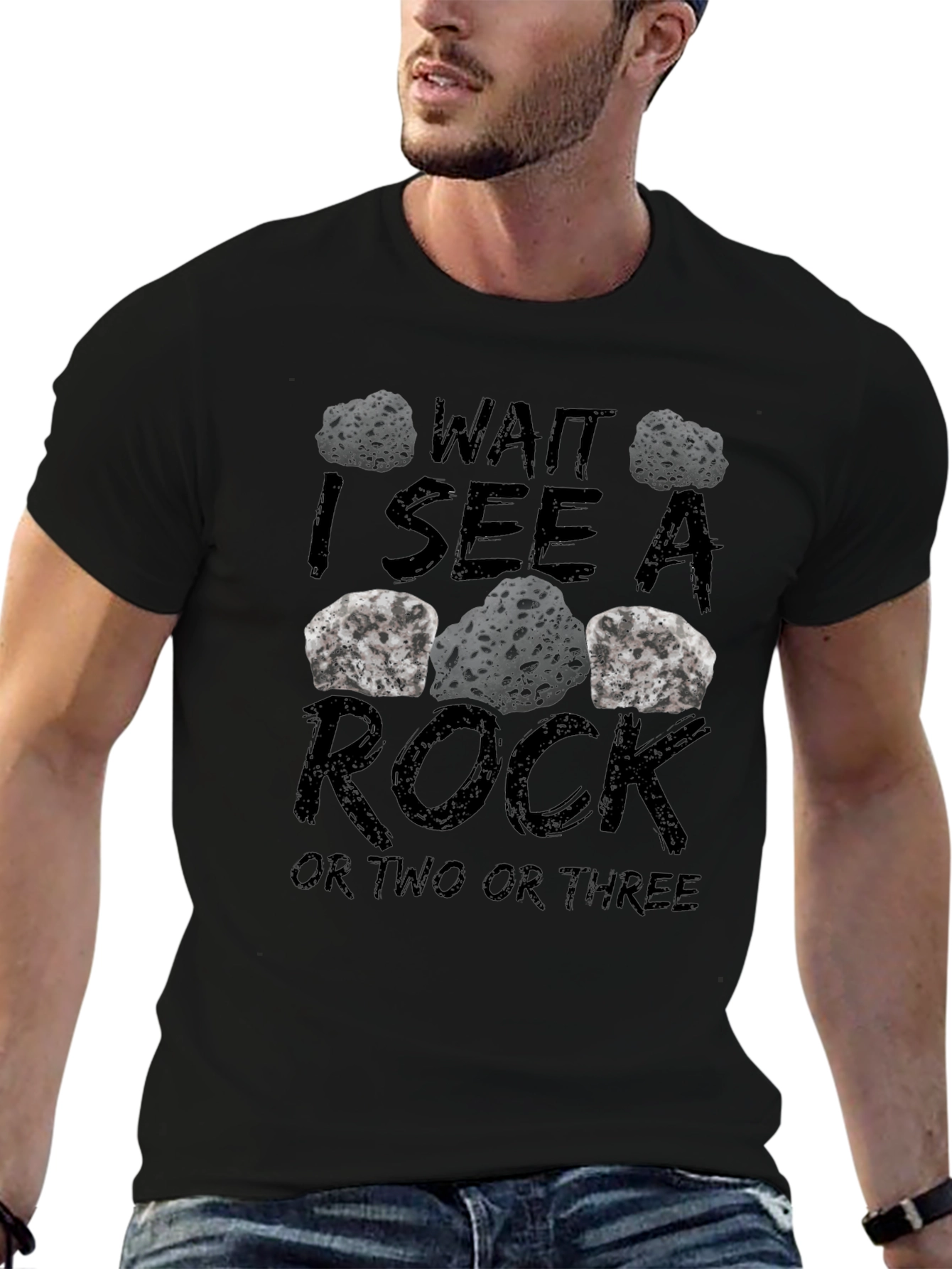 Wait I See a Rock Mens Black T-Shirt