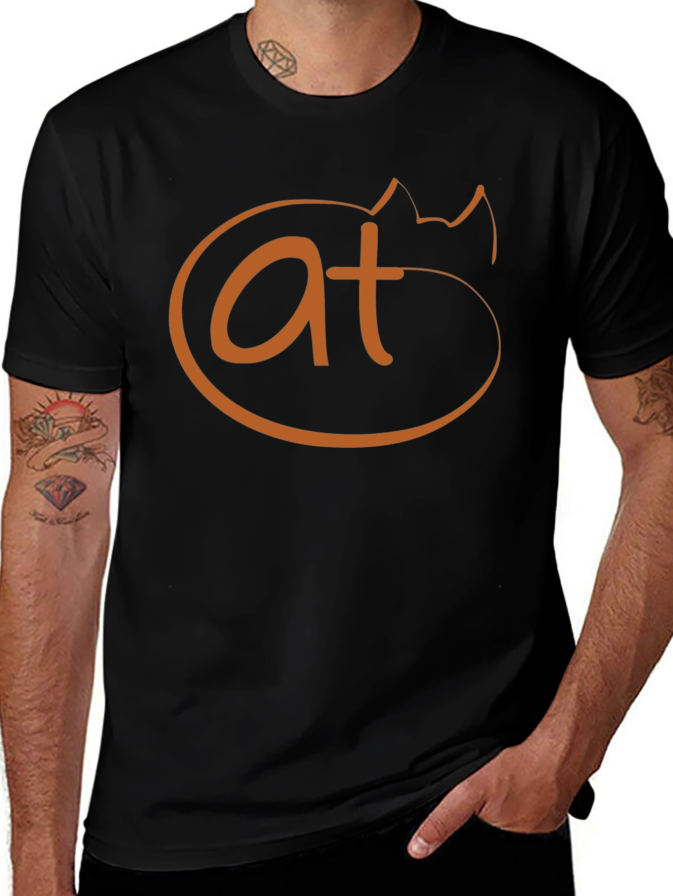 Funny Cat AT Symbol T-Shirt