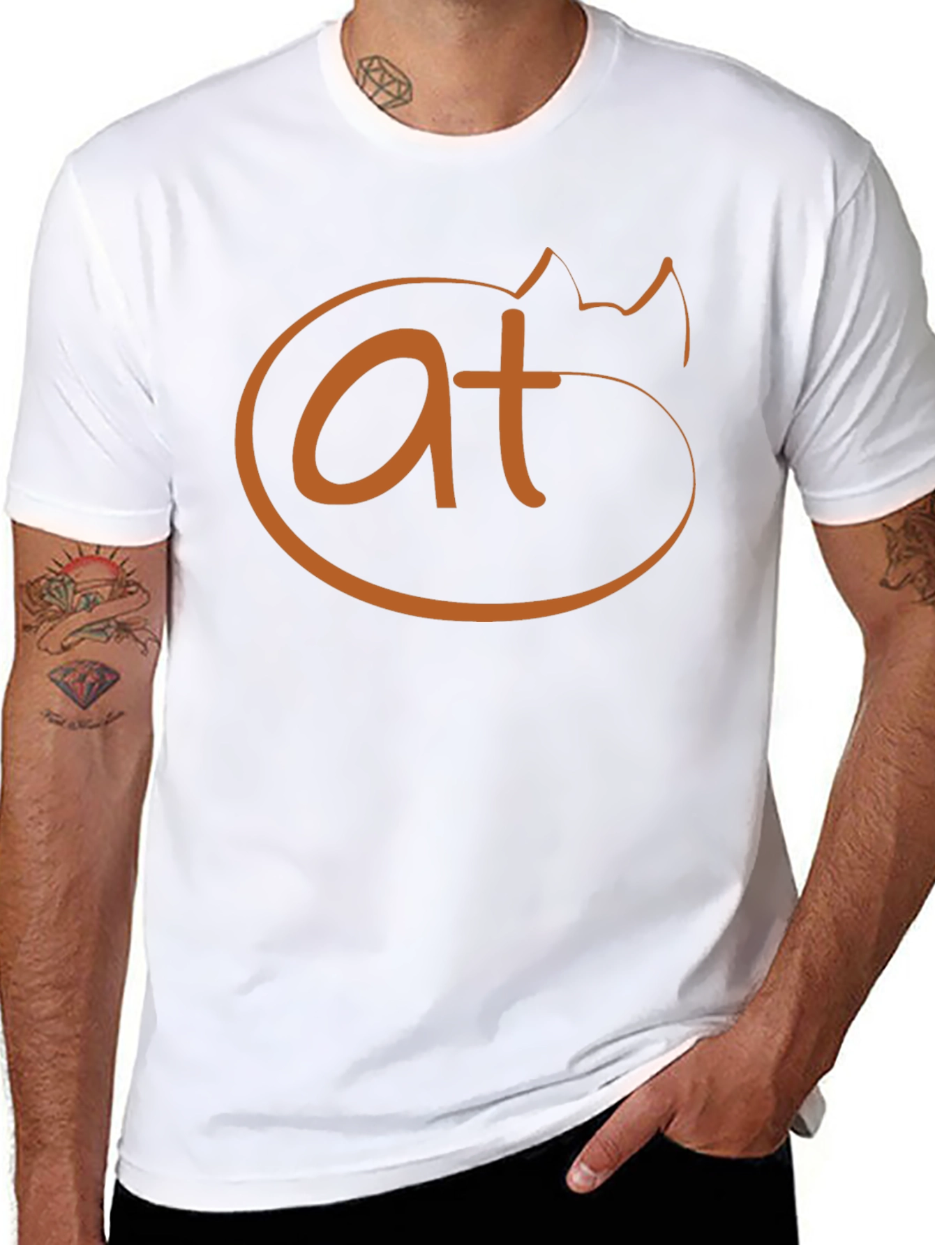 Funny Cat AT Symbol T-Shirt