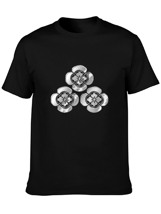 Floral Crest Graphic Tee - Black