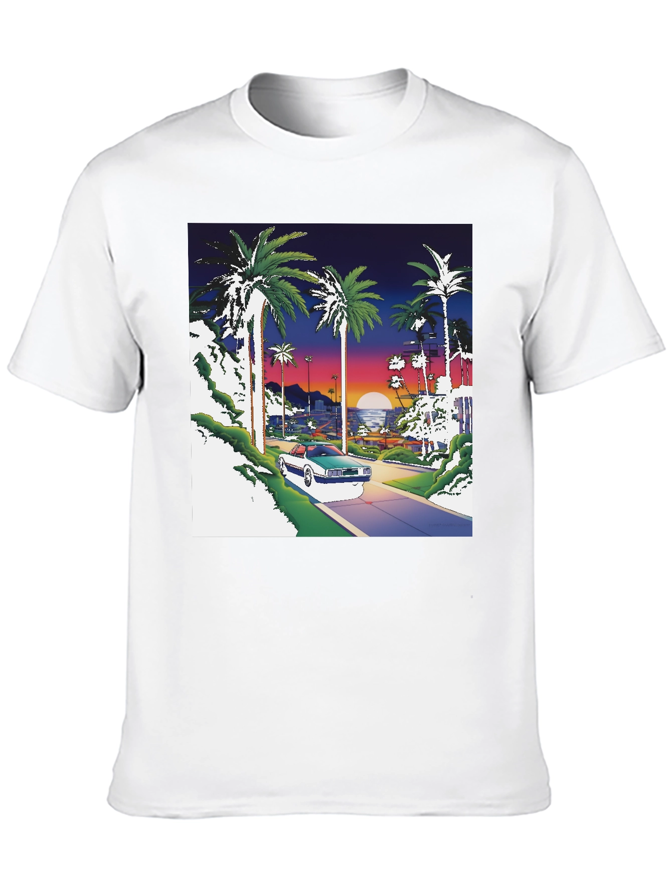 Sunset Drive Graphic Tee - Vaporwave Style