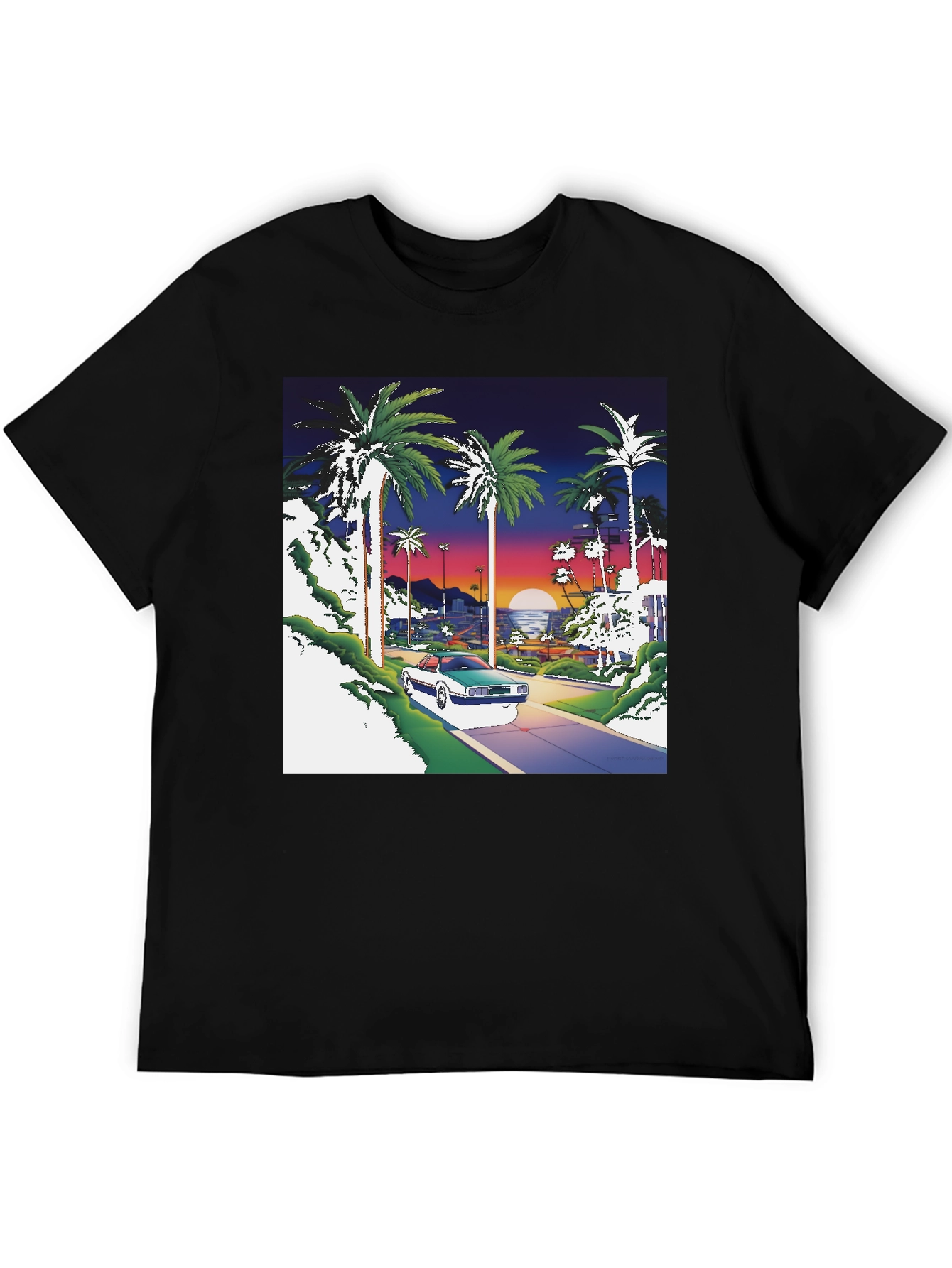 Sunset Drive Graphic Tee - Vaporwave Style